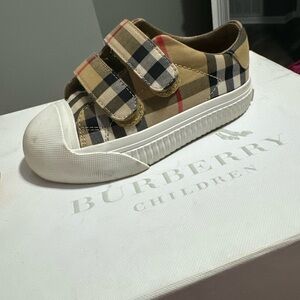 Burberry Kids Plaid Sneakers - Tan and White